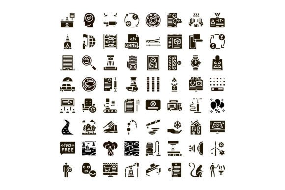 Black Glyph Icons Collection for Business