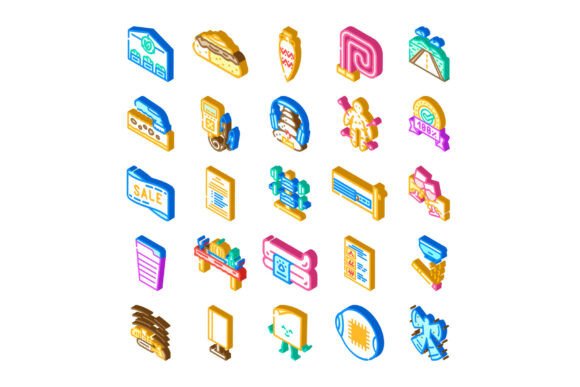 Collection of Diverse Isometric Icons Re: A Versatile Visual Resource