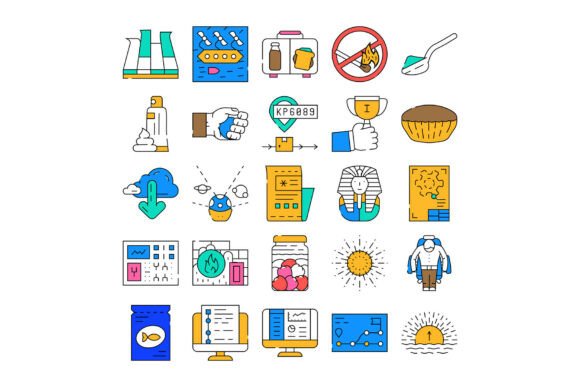 Collection of Diverse Outline Icons Depi