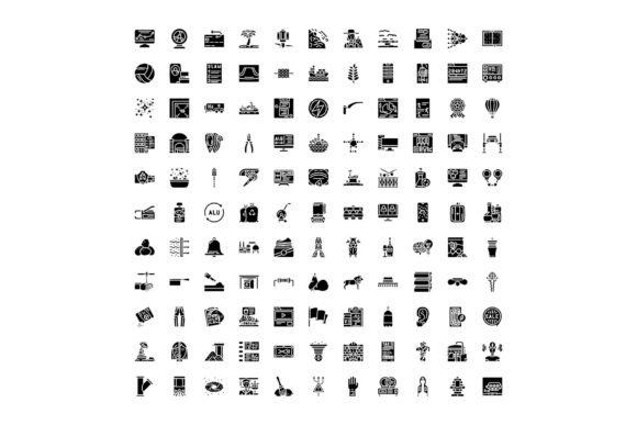 Collection of Flat Glyph Web and Interfa