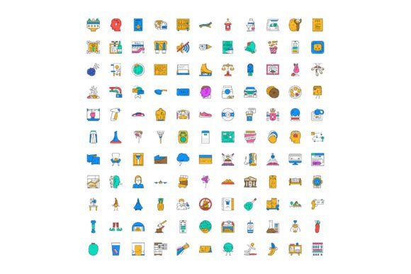 Collection of Flat Line Icons Presenting: A Versatile Tool for Modern Design