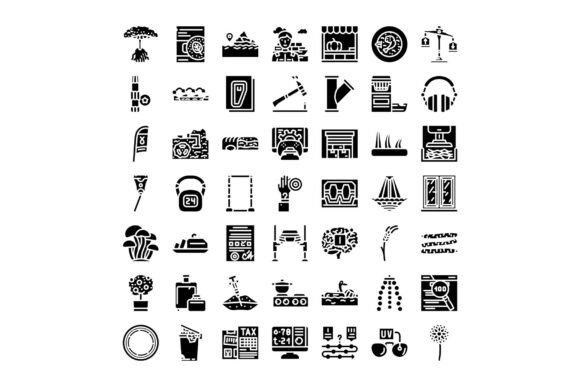 Collection of Glyph Black Icons Presenti