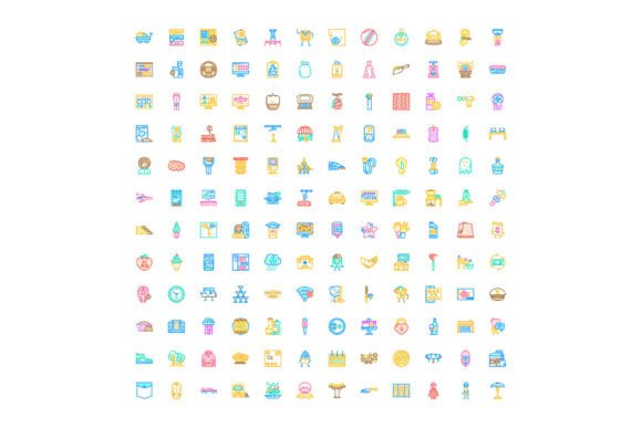 Colorful Doodle Icon Set Illustration Ve
