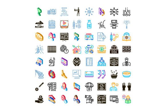 Compilation of Various Business, Medical, and Tech Icons: Your Go-To Visual Toolkit