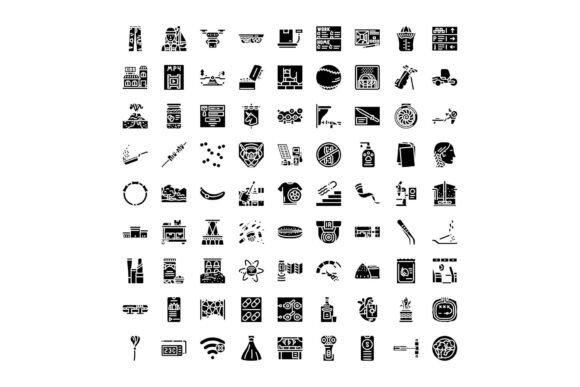 Diverse Black Glyph Icons Collection Vec: A Modern Vector Set for Design Innovation