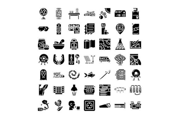 Diverse Collection of Black Solid Glyph