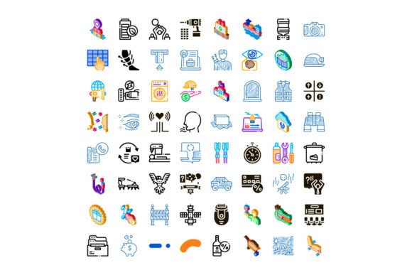 Diverse Collection of Icon Glyphs with T