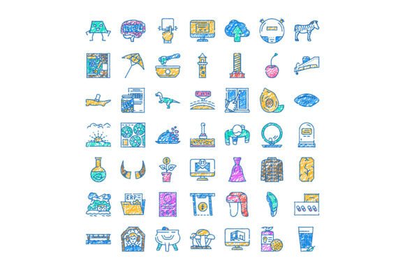 Diverse Doodle Icons Representing Business