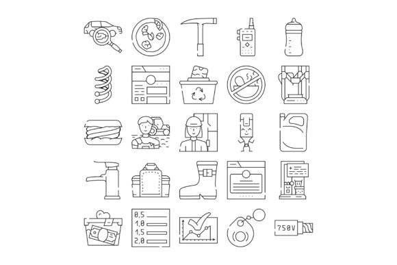 Diverse Outline Icons Collection of Ever