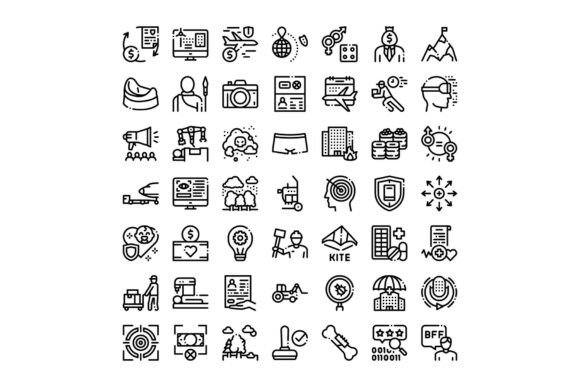 Diverse Set of Essential Black Line Icon