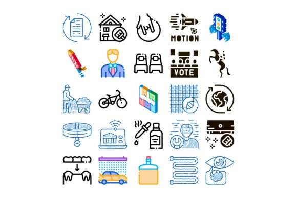 Diverse Set of Line Icons Illustrating V: A Flexible Visual Resource for Modern Design Needs