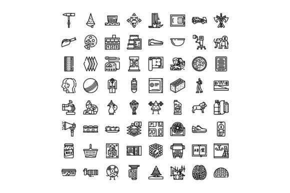 Flat Black and White Line Collection