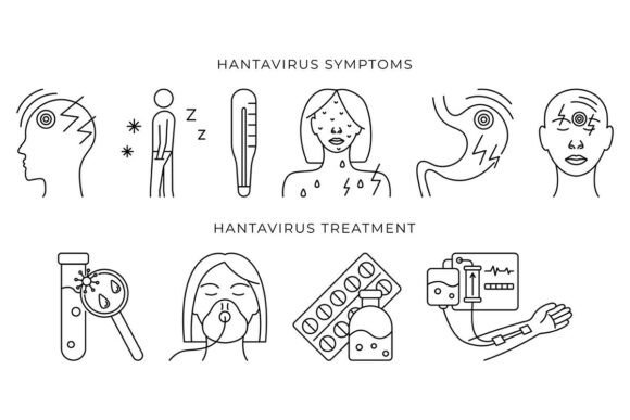 Hantavirus Symptoms Treatment Icon Set