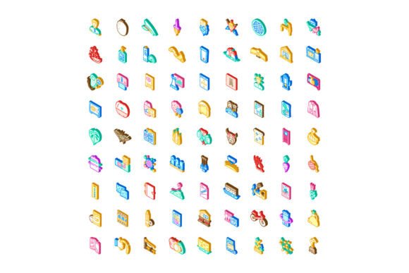 Isometric Collection of Business, Food