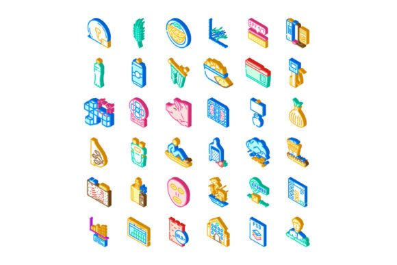 Isometric Icon Set for Business Finance