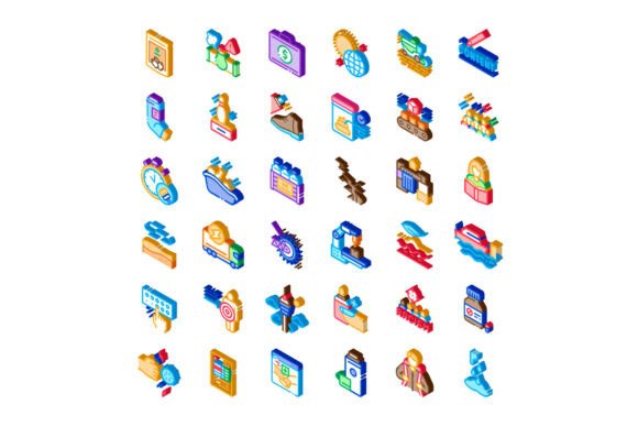 Isometric Vector Icons Illustrating Busi: Real Tools for Real Work