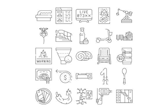 Outline Icons Collection Illustrating Di