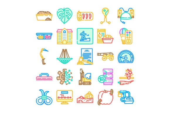 Variety of Colorful Outline Icons Illust